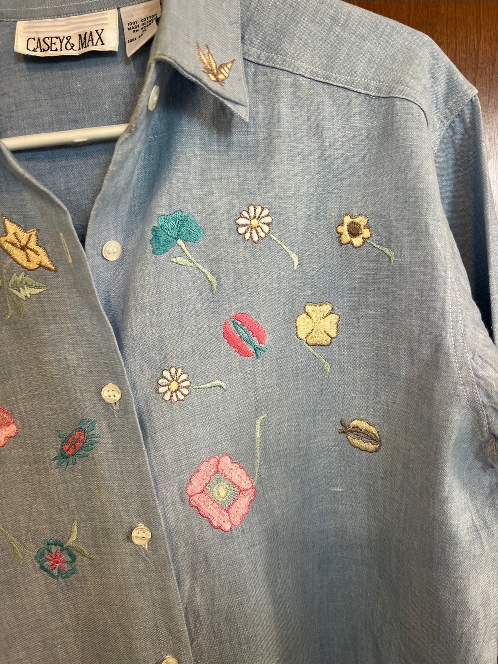 Casey & Max Light Blue Embroidered Button-Up Shirt - Picture 3 of 11
